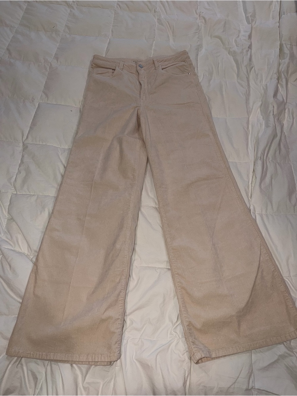 Pilco Wide Leg Corduroy Pants in Beige